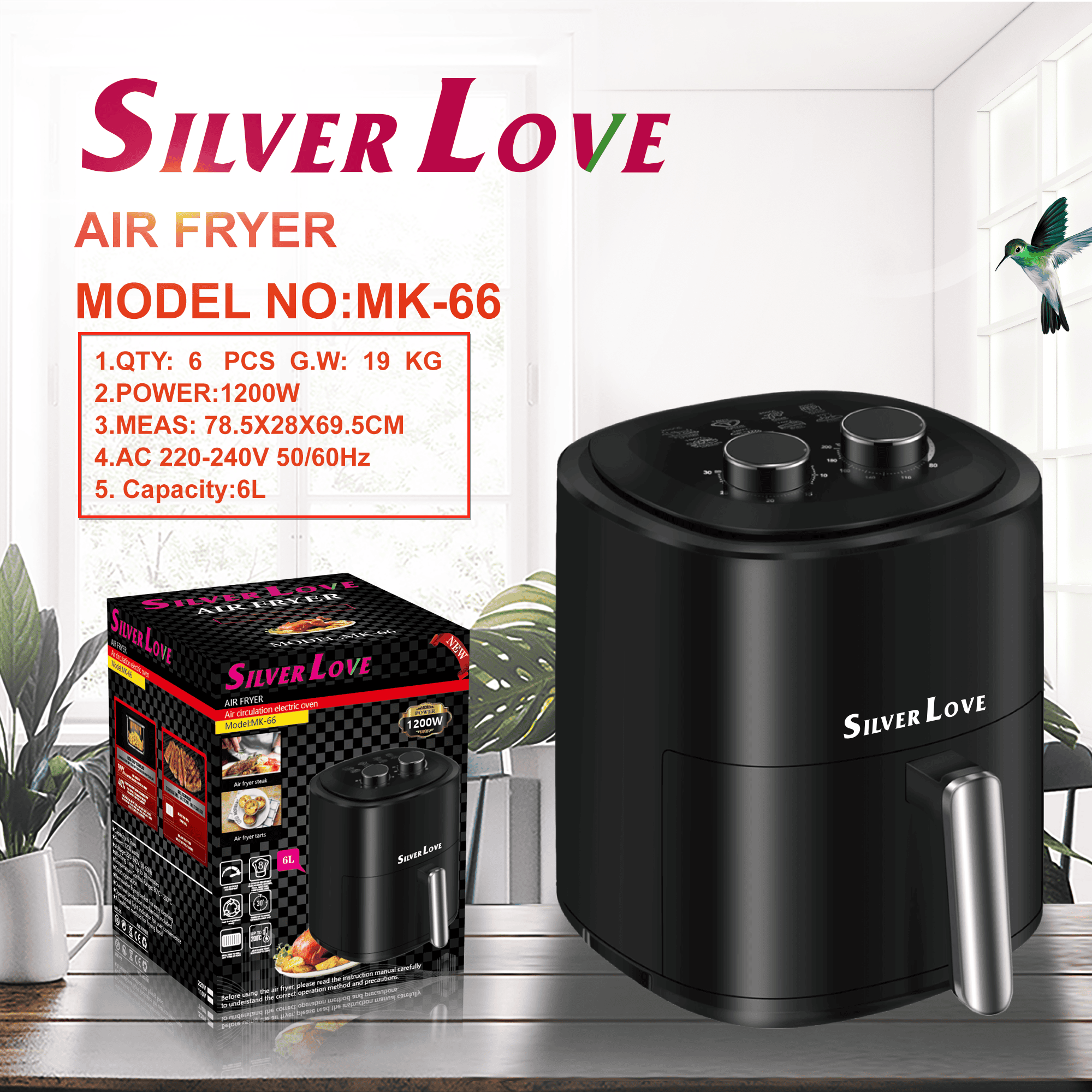 MK-66 空气炸锅 6L AIR FRYER(Smart + Visible ) 6PCS/CTN
