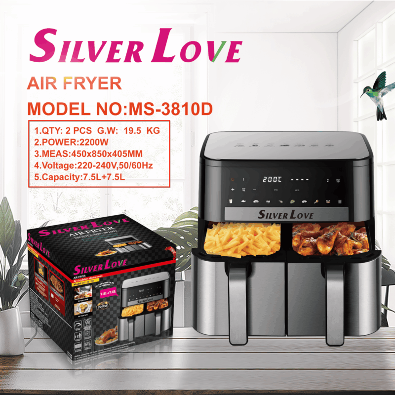 MS-3810D 空气炸锅 7.5L +7.5LAIR FRYER(Smart + Visible ) 2PCS/CTN