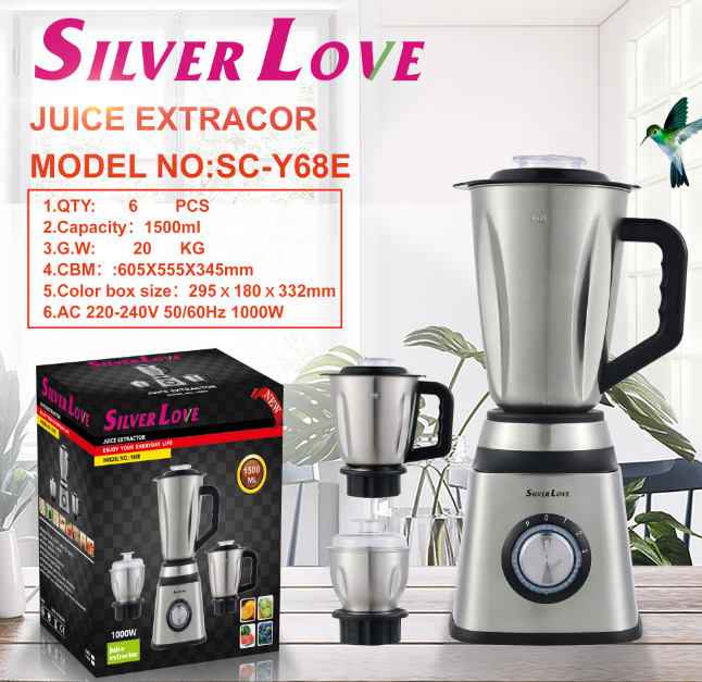 SC-Y68E 不锈钢杯 果汁机 3 IN1JUICER & BLENDER 6PCS/CTN