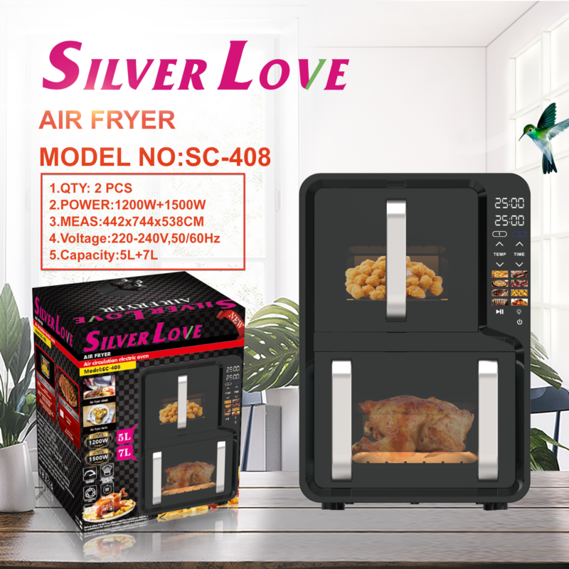 SC-408 空气炸锅 5L+7L AIR FRYER(Smart + Visible ) 2PCS/CTN